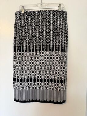 MAX STUDIO Monochrome Patterned Pencil Skirt - Black & White
